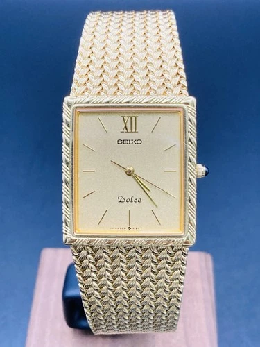 [N Mint] SEIKO Dolce 9531-5100 Mens Vintage Watch Gold Dial Quartz Japan