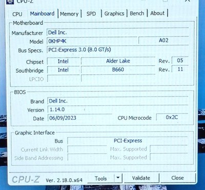 0KHP4K Dell Inspiron 3910 Intel Chipset B660 Socket LGA1700 Motherboard KHP4K