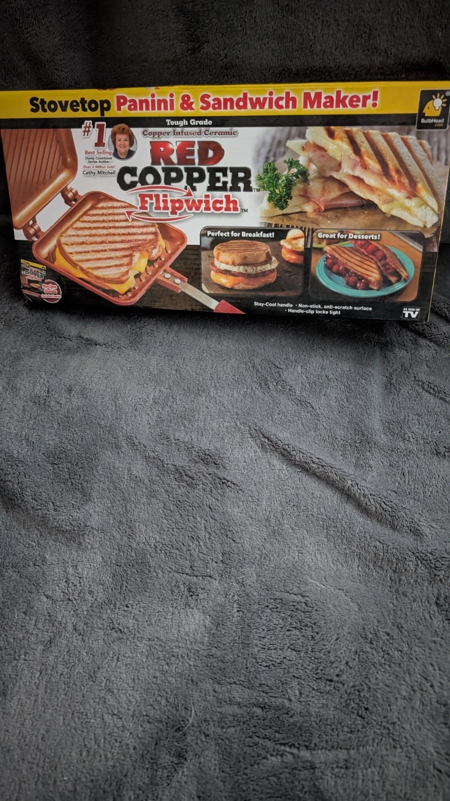 NIB RED COPPER FLIPWICH PANINI & SANDWICH MAKER - STOVETOP