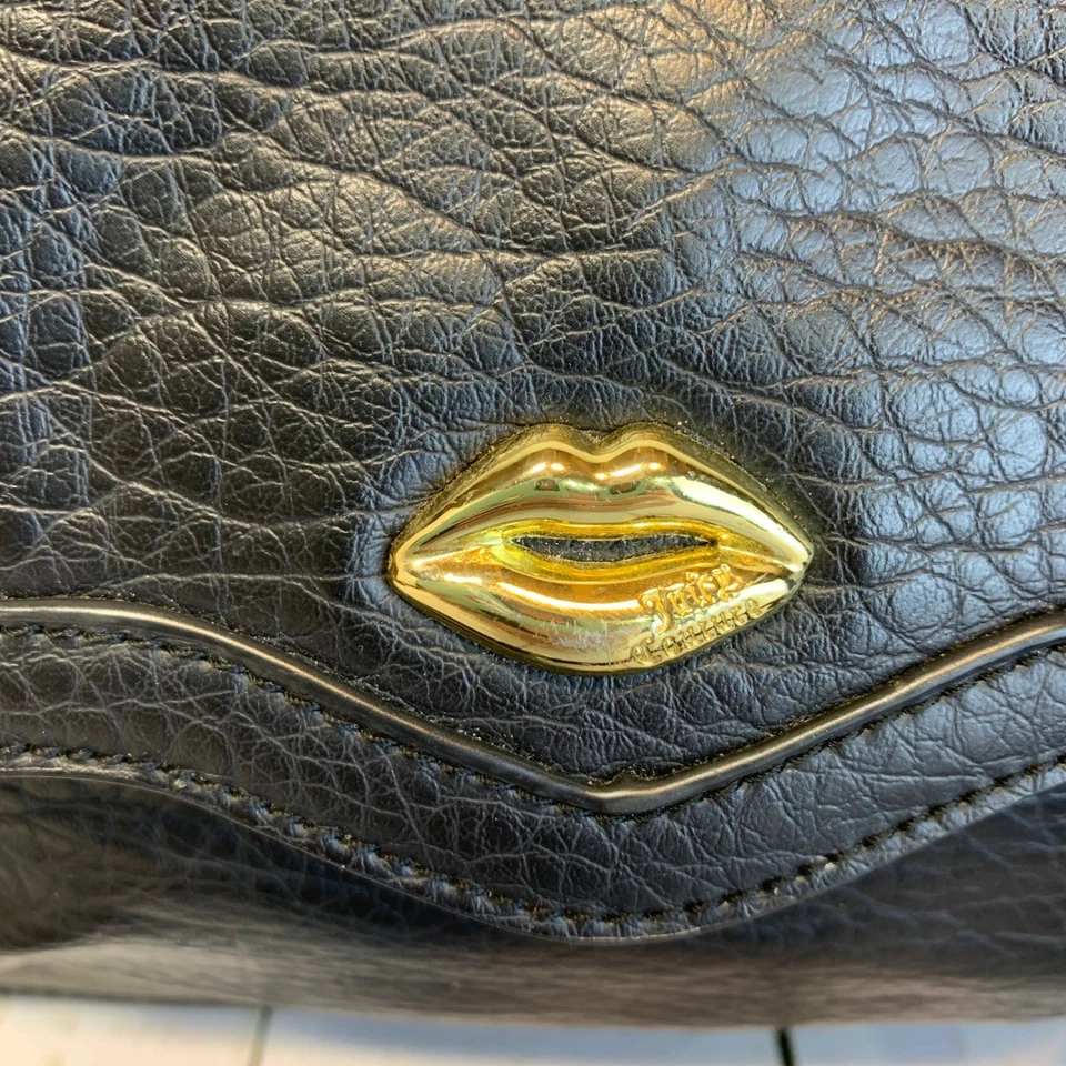 Juicy Couture Black Crossbody Bag Gold Lips Logo Y2K Purse - Image 4 of 4