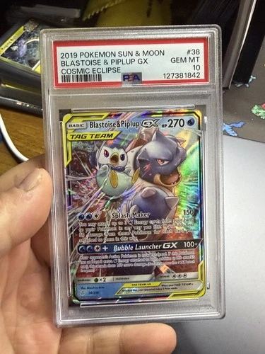 Blastoise & Piplup GX 38/236 PSA 10 2019 TAG TEAM Cosmic Eclipse
