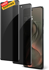  2 Pack Moto Edge 2025 Privacy Screen Protector, 9H Tempered Glass, Bubble...