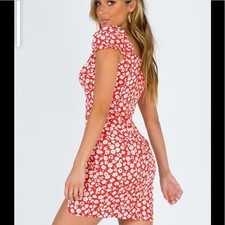 Princess Polly Kitto Mini Dress Red Flower Size 4 Womens