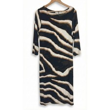 Chico's Women's M Resortwear Office Artsy Travelers Abstract Print Midi Dress