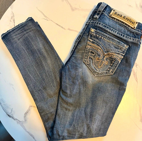 Rock Revival Women's Skinny Jeans Blue Denim Medium Wash Slim Mid Rise 30
