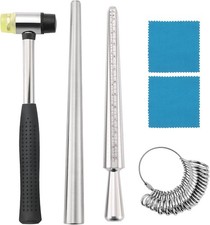 Ring Mandrel Sizer Tool with Metal Mandrel Finger Sizing Measuring Stick and Rin