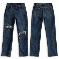 Abercrombie  Fitch Ankle Straight Ultra High Rise Blue Distressed Jeans Size 25