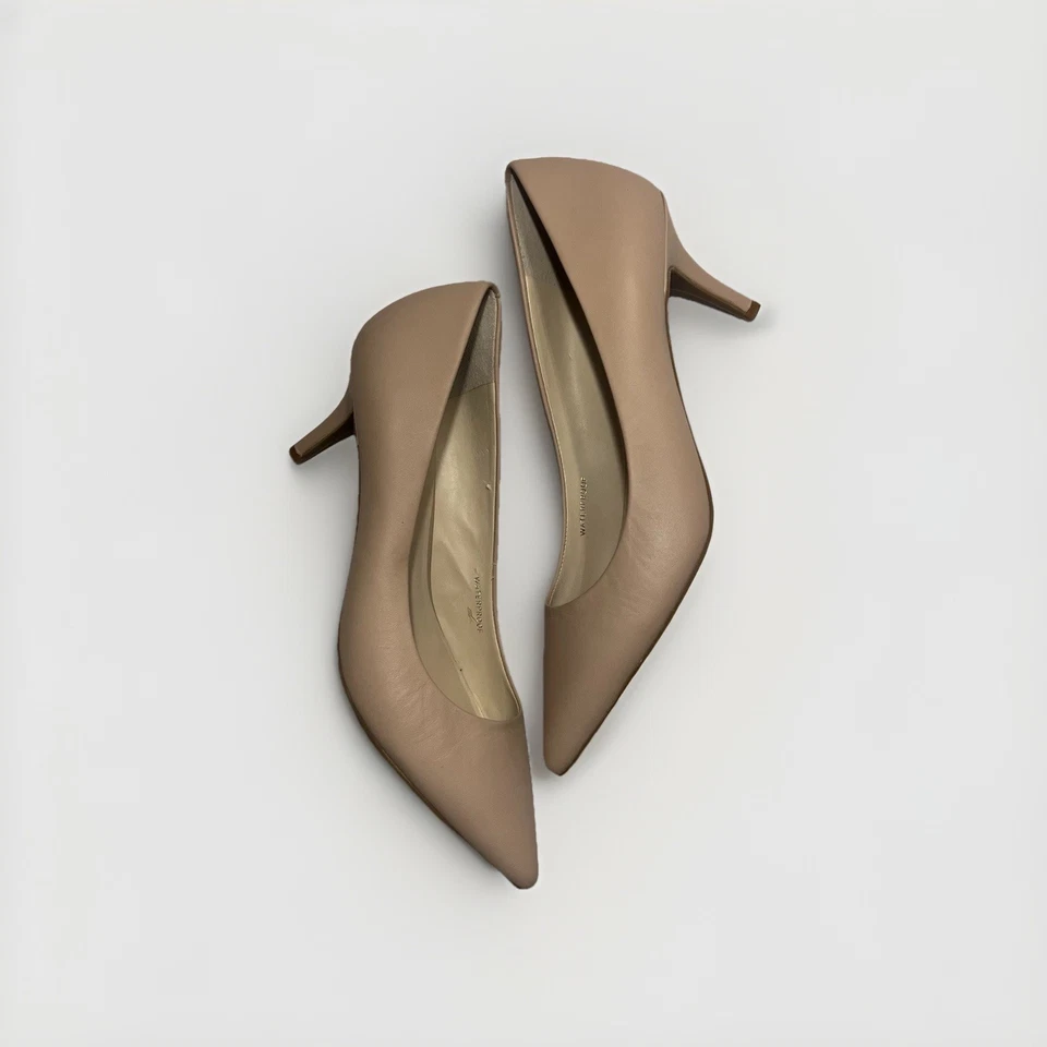 Cole Haan женщин 9 B бежевый кожаный острый котенок каблуки новый без коробки водонепроницаемый - Изображение 2 из 4