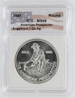 1985 Engelhard American Prospector Silver Eagle ICG MS69 S$1 Silver Round