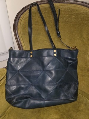 Old Trend Prism Tote Bag Navy Leather Crossbody Shoulder Bag