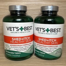 2 Pack Vet's Best Shed  Itch Healthy Coat For Dogs 150 Chewable Tablets 5/2029