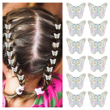 12pcs Sparkly Colorful Hair Accessories - Mini Butterfly Hair Clips and Tiny Cla