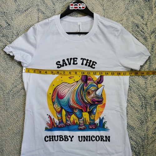 Graphic T Shirt Women Sz XL Original Art Rhino Chubby Unicorn Humor Funny Tee - Picture 5 of 6