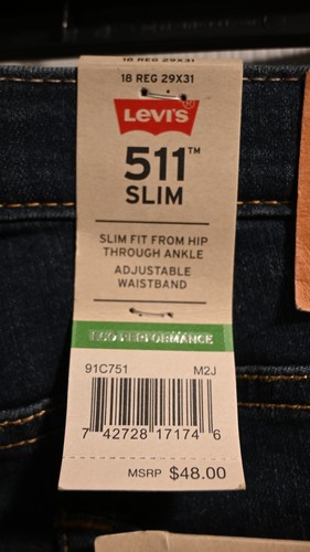 NEW Levi's Big Boys 511 Slim Jean Performance Dark Denim Blue 18 REG Size 29X31 - Picture 5 of 12