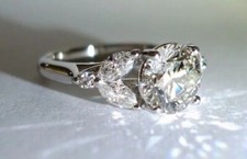 Art Deco Antique 3.20 Ct White Diamond Vintage Wedding Ring 925 Sterling Silver