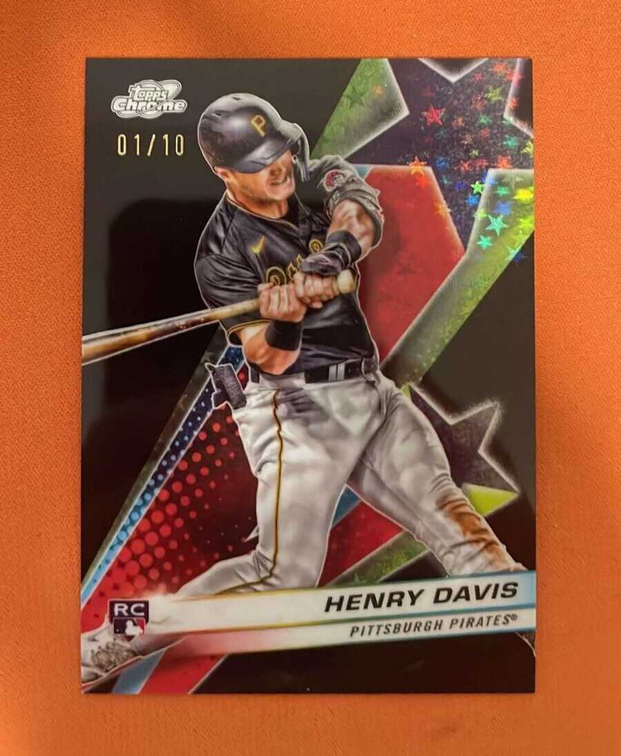 2024 TOPPS CHROME COSMIC HENRY DAVIS BLACK ROOKIE STARFRACTOR # /10 PIRATES