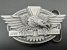 Vintage 1996 Biker Bergamot "Live to Ride" Eagle P-250 Buckle Made in USA