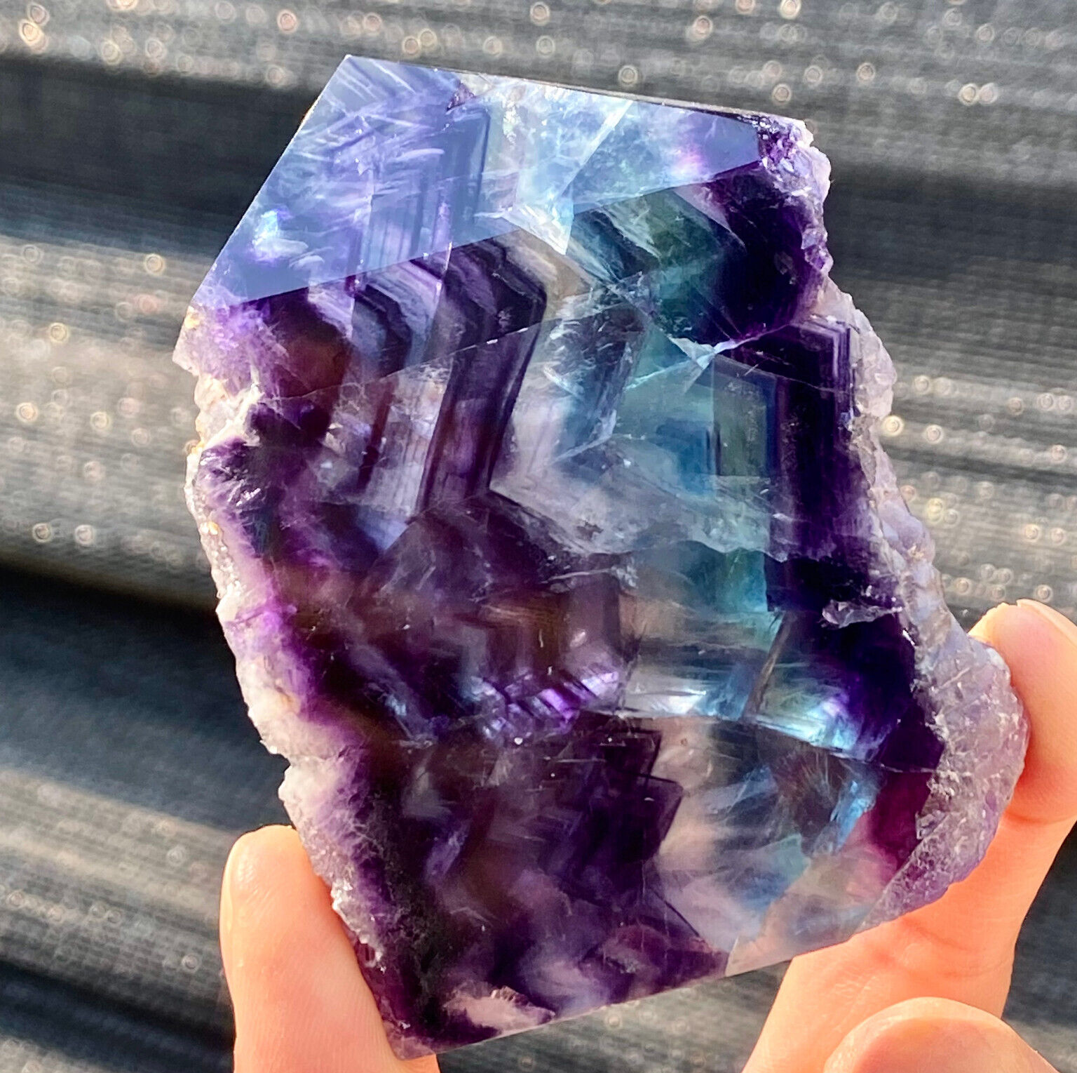 202g Natural colored fluorite slice quartz crystal flake mineral specimen