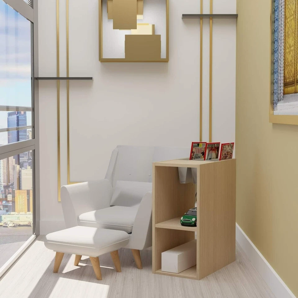 LEVIRA Scaffale Fulda Rovere Bianco 35x60x74 cm - 2 Scomparti + Portariviste,... - Immagine 2 di 4