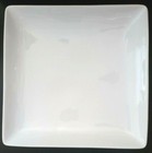 SET OF 2 THRESHOLD WHITE SQUARE DINNER PLATES PORCELAIN 10 3/8"