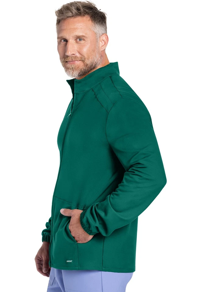 Cherokee Scrubs Men's Zip Front Jacket CK359A HUN Hunter Green Free Shipping - Image 2 of 4