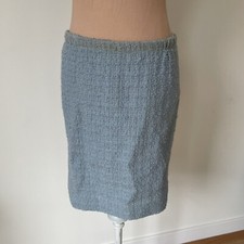 Moschino Cheap and Chic Blue Virgin Wool Tweed Pull On Pencil Skirt Size US 6