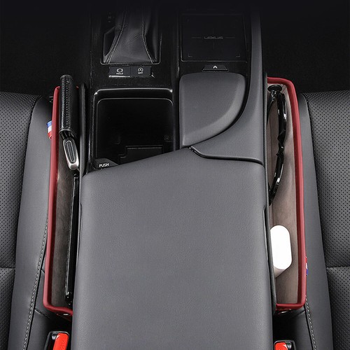 SEAMETAL Leather Car Console Side Storage Pocket For Seat Gap Filler Organizer - Picture 3 of 16