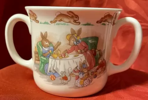 Doulton Bunnykins 2 Handled Mug,Tea Time Tea Party Bone China England!
