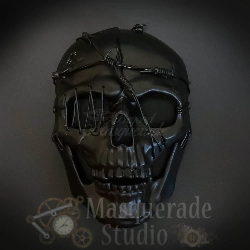 Men's Steampunk Full Face Skull Halloween Costume Masquerade Mask [Black] - Image 2 of 4