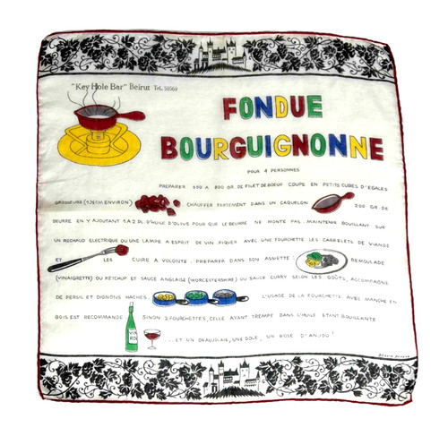 60s DESSIN DEPOSE Hanky Fondue Bourguignonne Recipe French Key Hole Bar Beirut