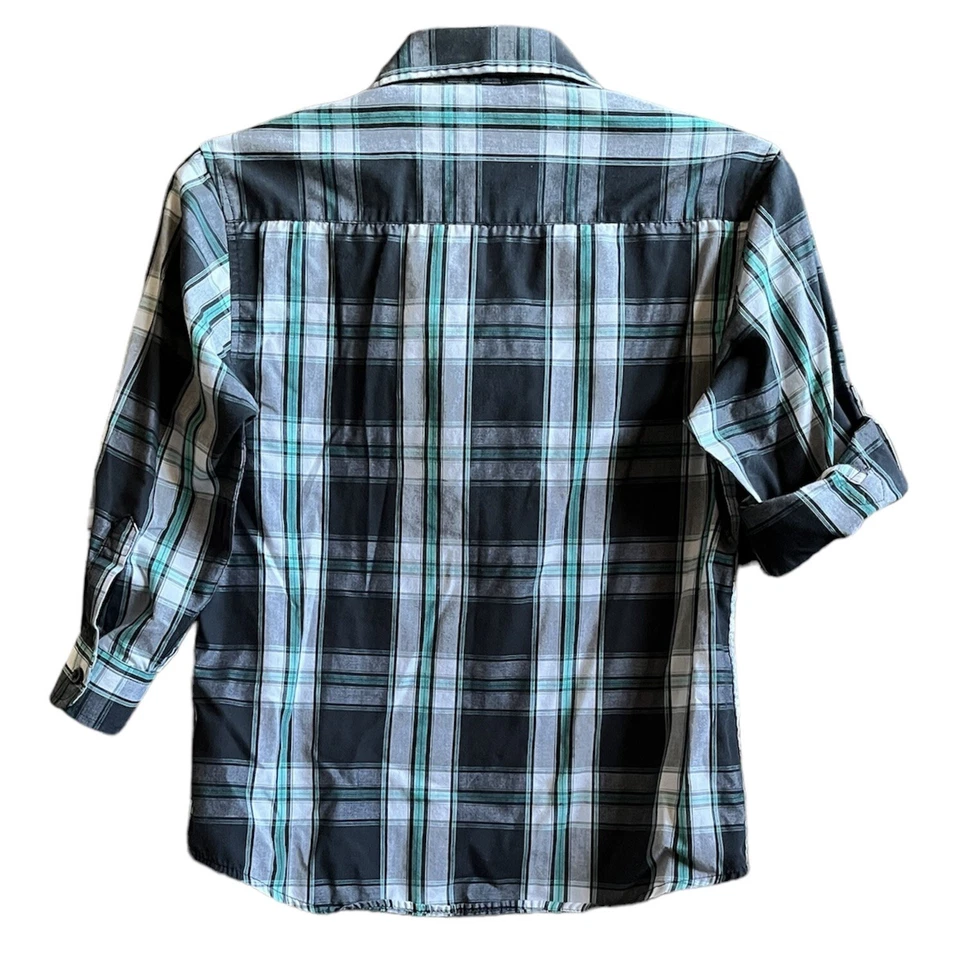 Airwalk Big Boy’s Button up Dress Shirt size 8 Plaid Tartan Black - Image 2 of 4