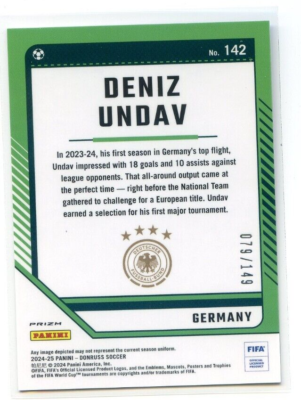 2024-25 Panini Donruss FIFA Soccer DENIS UNDAV #142 OPTIC BLUE