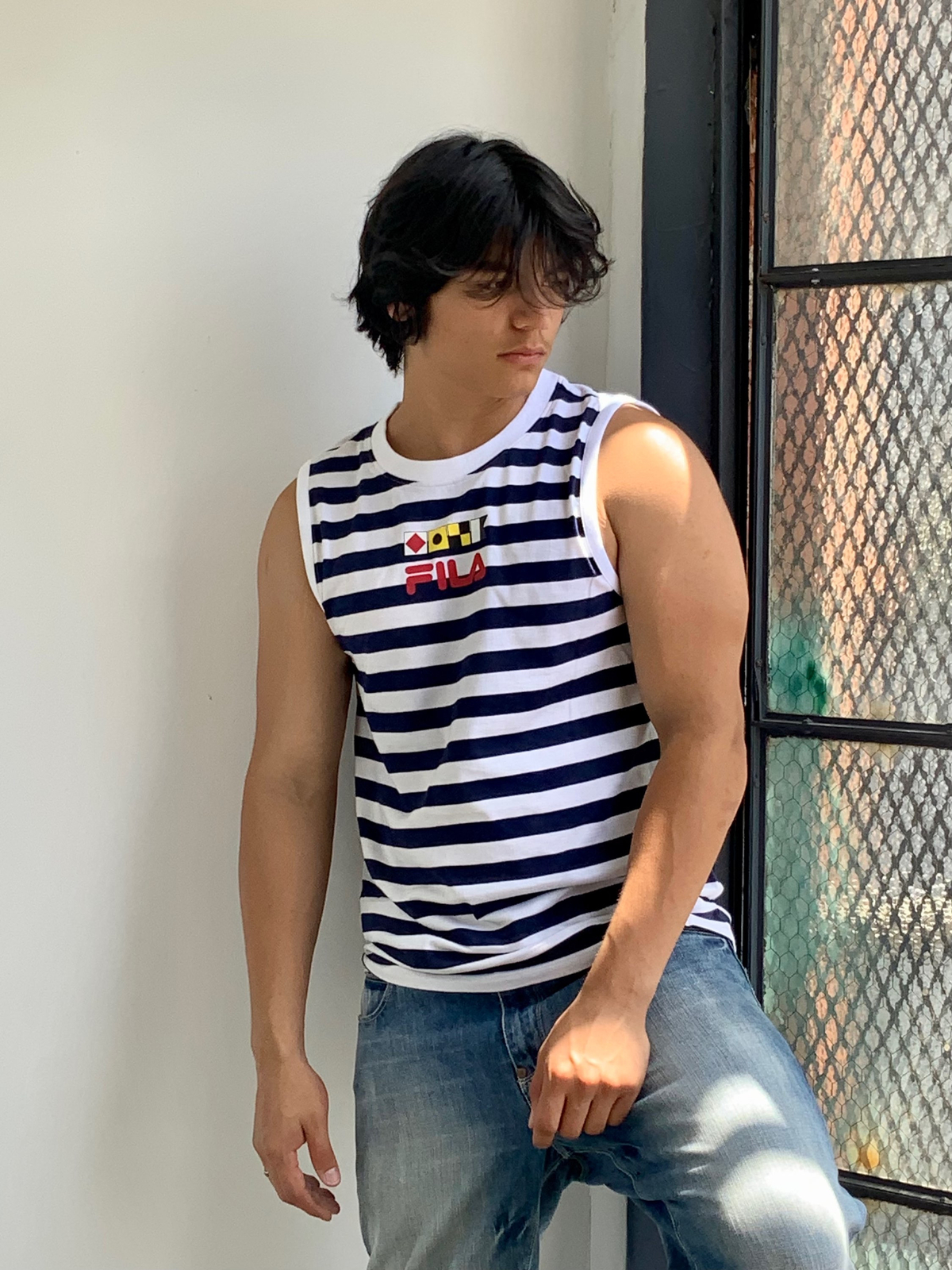 Camicia uomo Fila bianca blu navy tank top