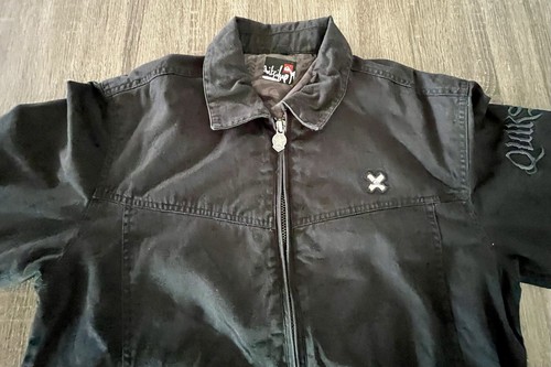 Quiksilver Jacket Mens Size Large Black Heavy Duty Cotton Zip GUC - Foto 2 di 16