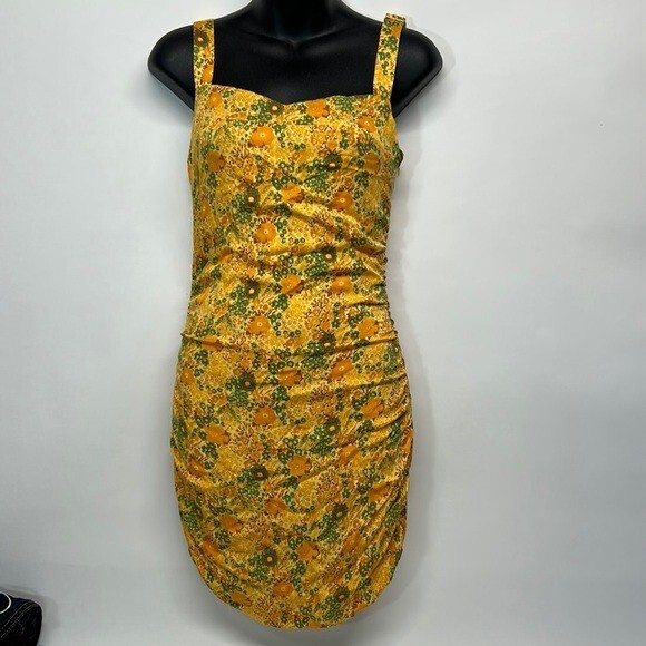 yellow bodycon tank dress NEW UO Claira Mini Women's Size Small Floral Ruched Bodycone tank-dress Craft of Weaving Color:Black(Dress-Only) Sexy Blush Pink Lace
