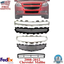Front Bumper Grille Assembly Kit +Chrome Moldings For 2008-2012 Chevrolet Malibu