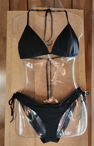 Juego de 2 piezas de bikini de playa con cuerda triángulo a rayas negro Mossimo talla grande - Imagen 2 de 8