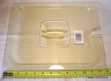 Lot of 4 Rubbermaid 228P-86 Food Pan Cover Notched Handle Clear/Amber 1/2 size