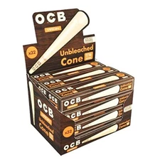 OCB Virgin Unbleached Cones 1 1/4 Size (12 Packs of 32 Cones)