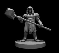 Dwarf Barbarian with Maul and Mask 28mm Scale DND D D Tabletop Miniature
