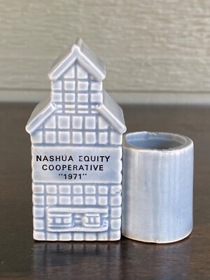 Vintage Nashua Iowa Co-Op Grain Elevator Toothpick Holder Advertising Coop Farm