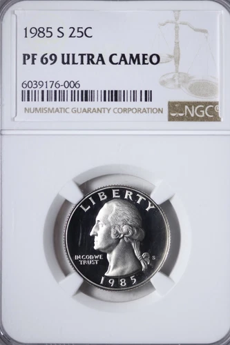 PROOF 1985-S Washington Quarter NGC PF 69 ULTRA CAMEO AB