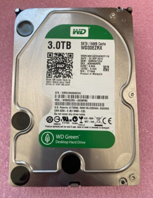 WD Green 3TB SATA 64MB Cache WD30EZRX WD30EZRX-00D8PB0 5400RPM Desktop  HDD