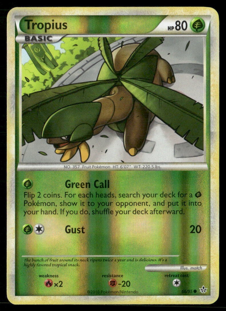 2010 HS Unleashed Set Pokemon Card 66  Tropius Reverse Foil LP