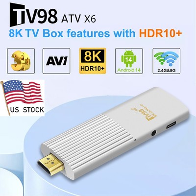 TV98 8K 3D Android 14 Smart TV Stick 2.4G & 5G WiFi TV Box Ultra HD Media Player