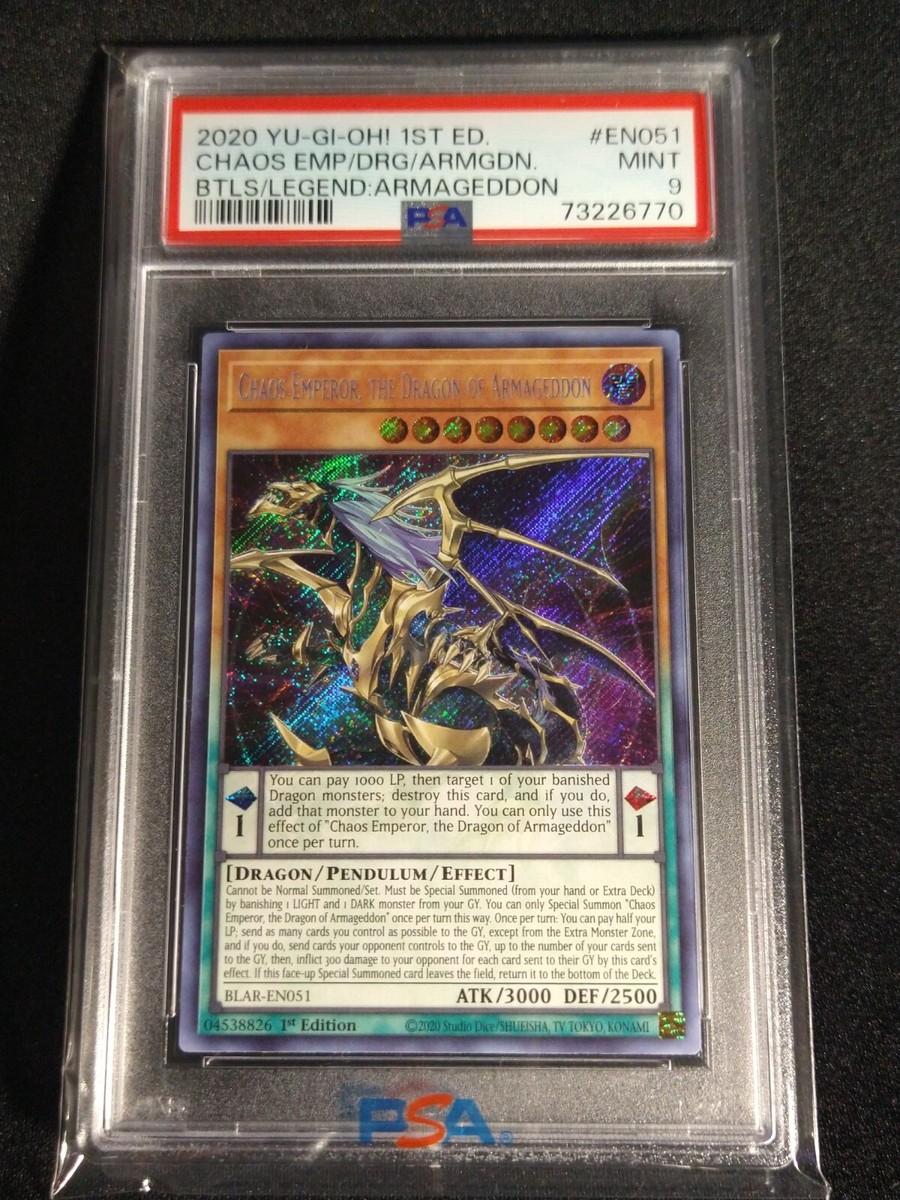 Yugioh Chaos Emperor, The Dragon Of Armageddon BLAR-EN051 1st Secret PSA 9 Yugioh Chaos Emperor, The Dragon Of Armageddon BLAR-EN051 1st Secret PSA 9