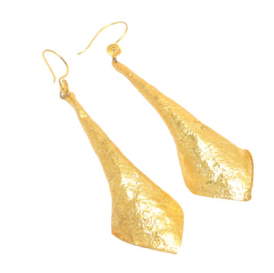 Dangle Designer Earrings Brass Gold Rhodium Hand Texture Textured Women F697