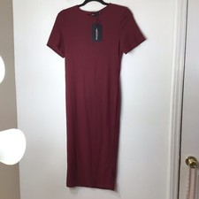 NWT Pretty Little thing Dress Women Bodycon Midi Plum 10