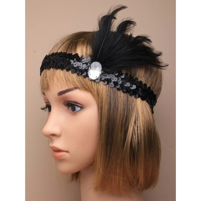 NUEVO Negro Lentebrilla con Piedra Ovalada Cinda Cabeza Bandeaux Festivales Moda Foto 2 de 4