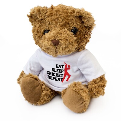 Neu - Eat Sleep Cricket Wiederholt - Teddybär - Süß Kuschelig Weich - Geschenk